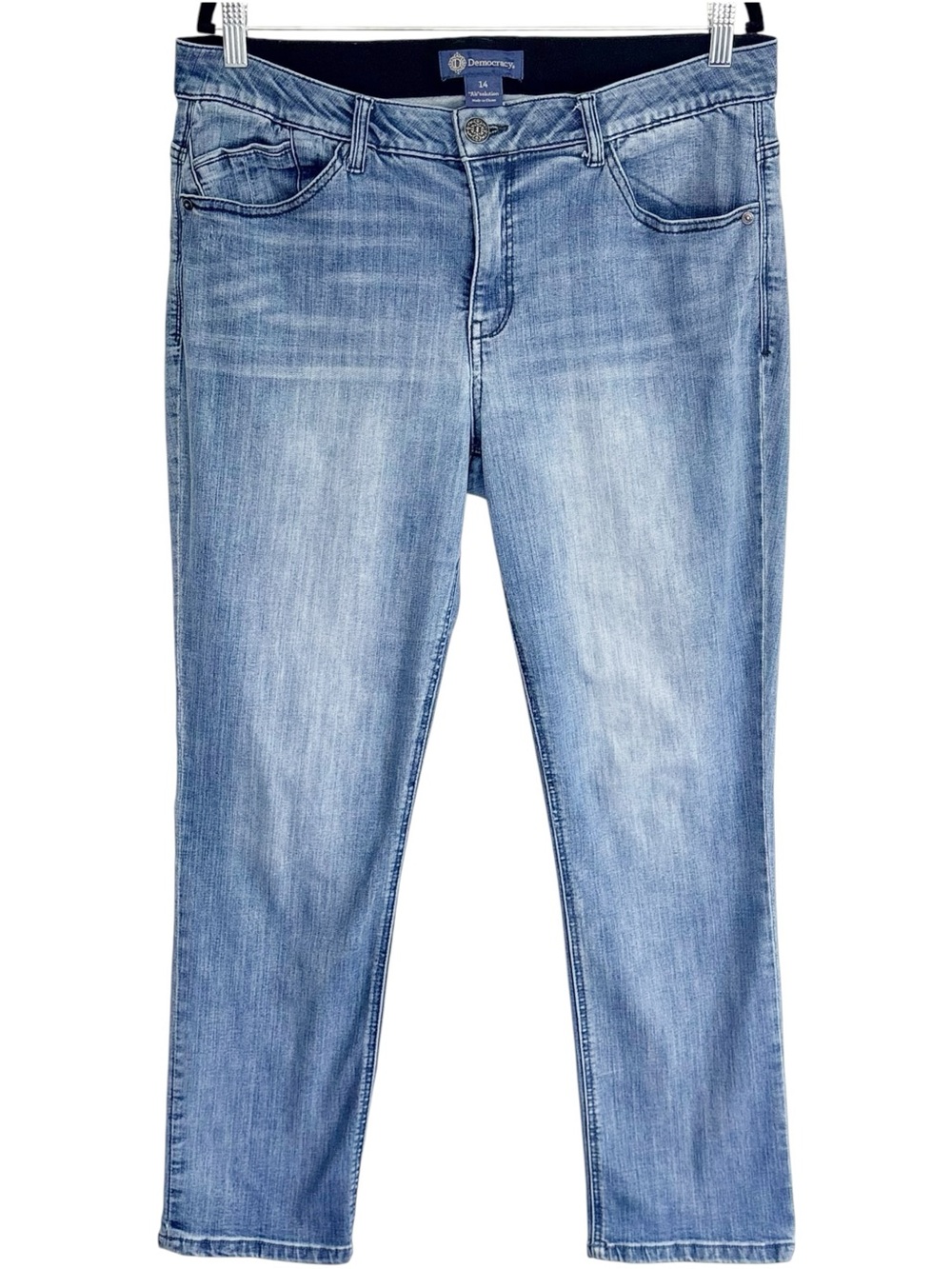 DEMOCRACY Ab-Solution High Rise Straight Leg Jeans Size 14 Stretch Denim